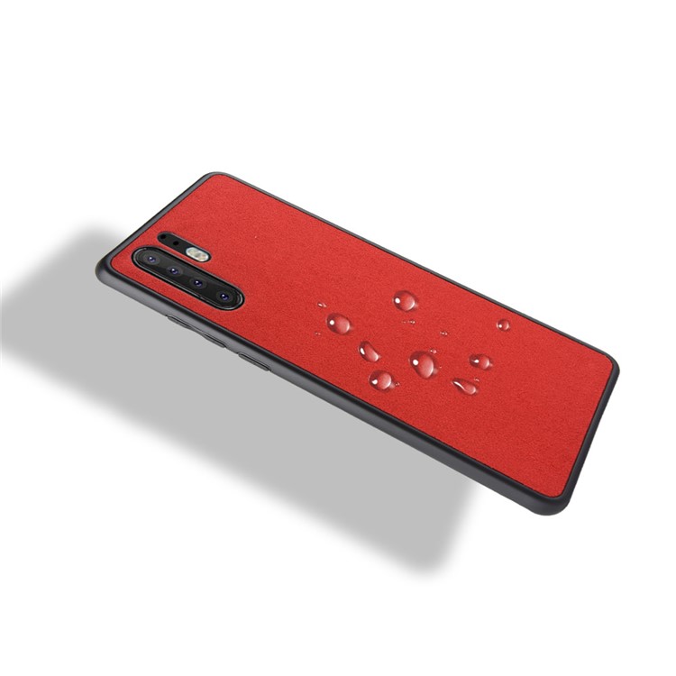 Retro Velvet Cloth Coated PC + TPU Hybrid Back Case for Huawei P30 Pro - Red-4