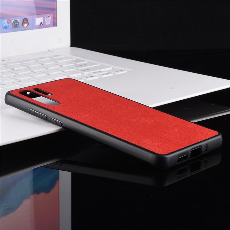 Retro Velvet Cloth Coated PC + TPU Hybrid Back Case for Huawei P30 Pro - Red-5