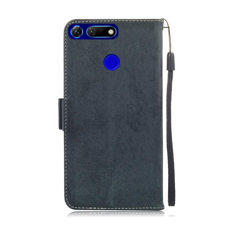 Retro Style PU Leather Stand Wallet Case for Huawei Honor View 20 / V20 - Dark Blue-3