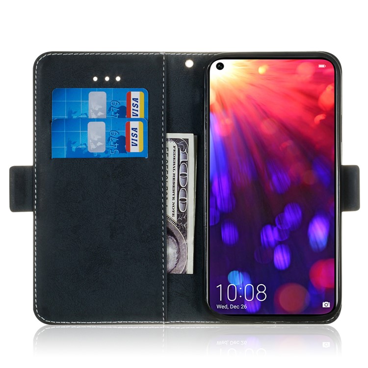 Retro Style PU Leather Stand Wallet Case for Huawei Honor View 20 / V20 - Dark Blue-8