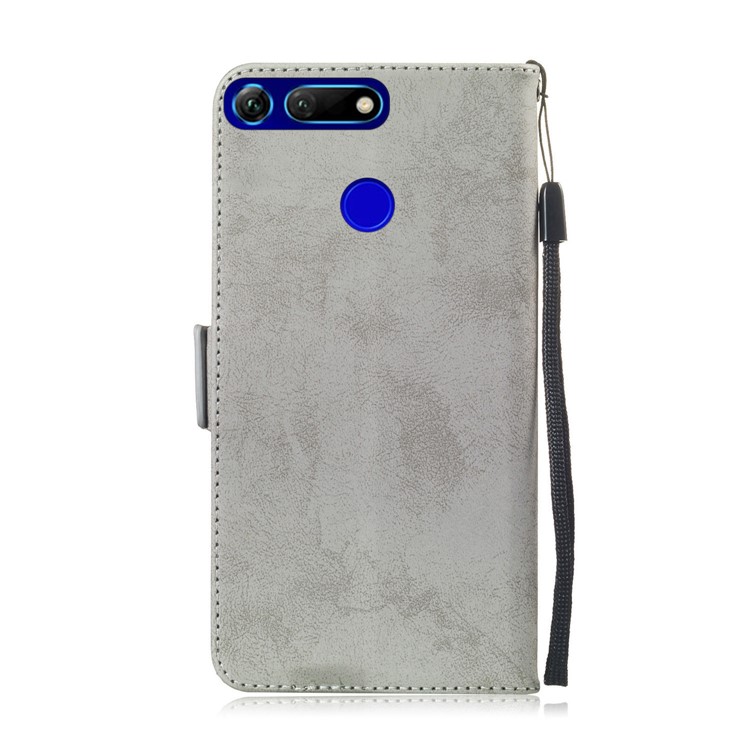 Retro Style PU Leather Stand Wallet Cover for Huawei Honor View 20 / V20 - Grey-3