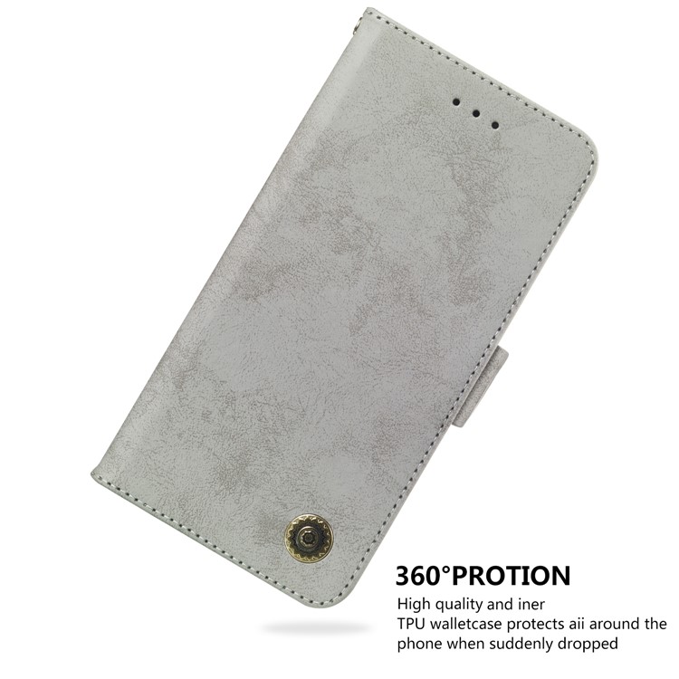 Retro Style PU Leather Stand Wallet Cover for Huawei Honor View 20 / V20 - Grey-6