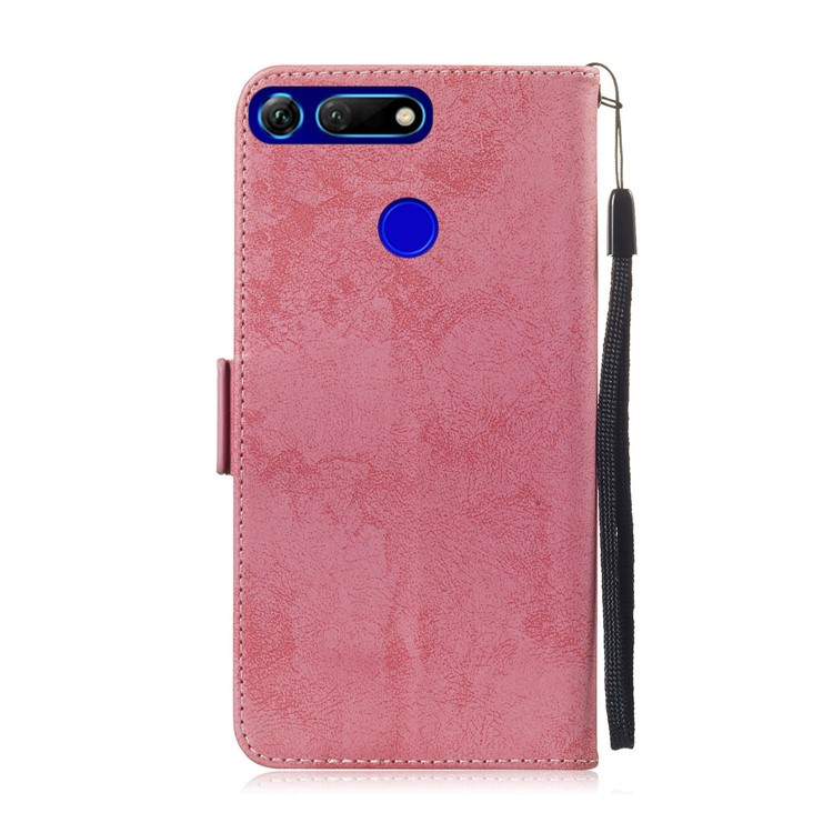 Retro Style PU Leather Stand Wallet Shell for Huawei Honor View 20 / V20 - Pink-3