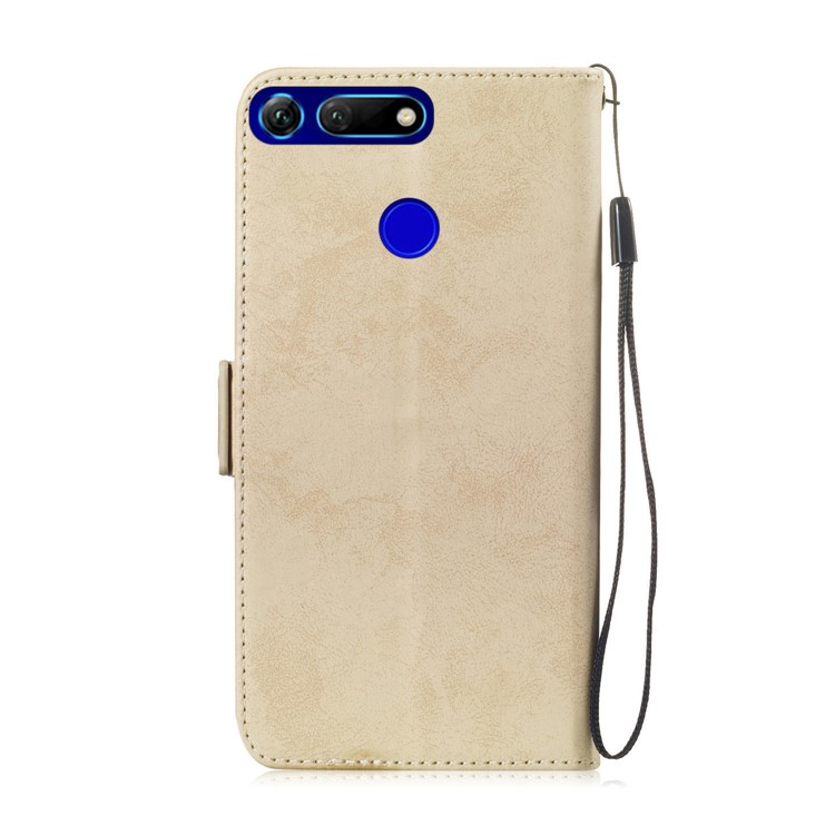 Retro Style PU Leather Stand Wallet Casing for Huawei Honor View 20 / V20 - Gold-3