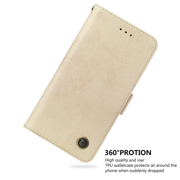 Retro Style PU Leather Stand Wallet Casing for Huawei Honor View 20 / V20 - Gold-6