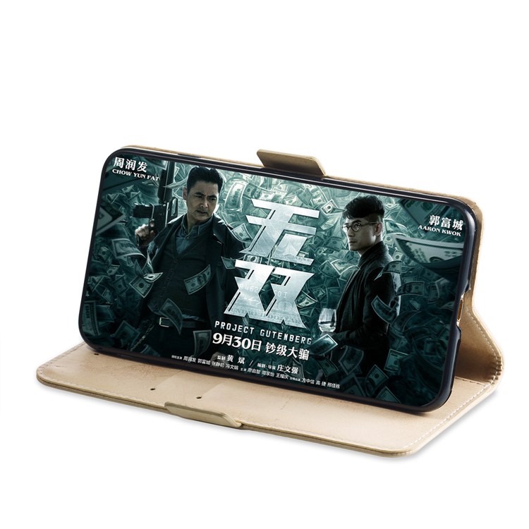 Retro Style PU Leather Stand Wallet Casing for Huawei Honor View 20 / V20 - Gold-7