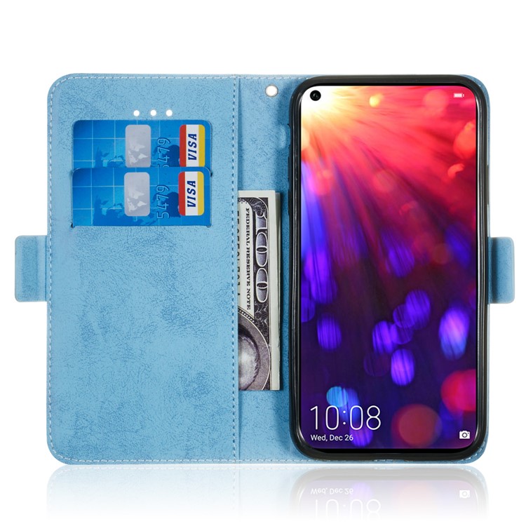 Retro Style PU Leather Stand Wallet Mobile Phone Case for Huawei Honor View 20 / V20 - Baby Blue-8