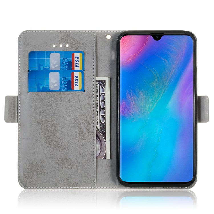 Retro Style PU Leather Stand Wallet Cover for Huawei P30 Pro - Grey-8