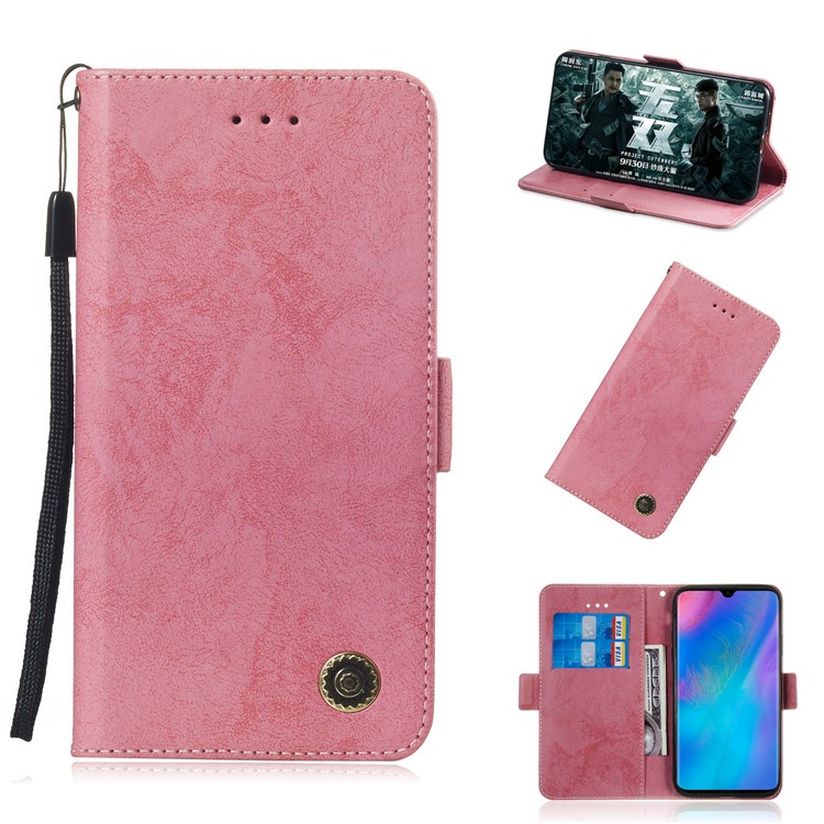 Custodia Portafoglio Portafoglio In Pelle PU Retro Style Per Huawei P30 Pro - Rosa-1