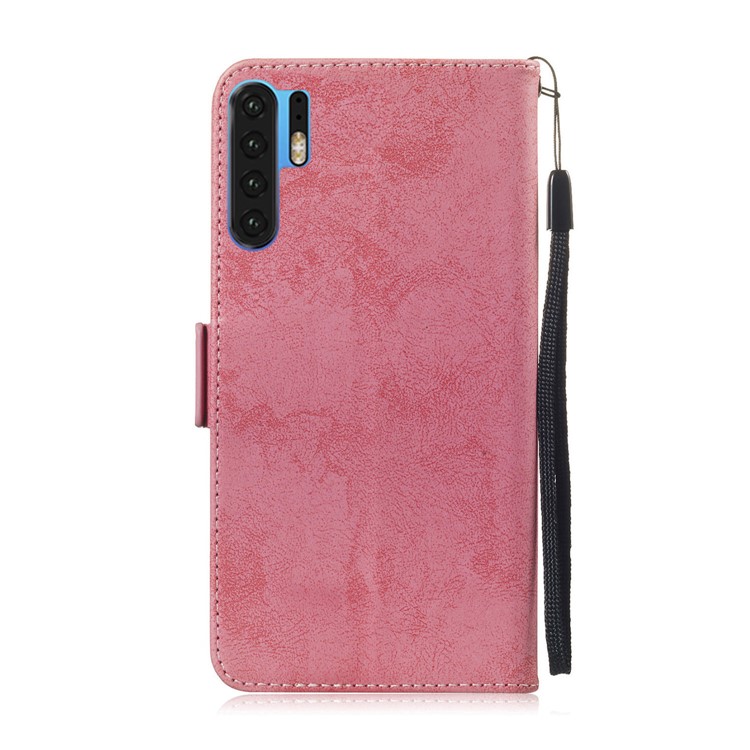 Custodia Portafoglio Portafoglio In Pelle PU Retro Style Per Huawei P30 Pro - Rosa-3