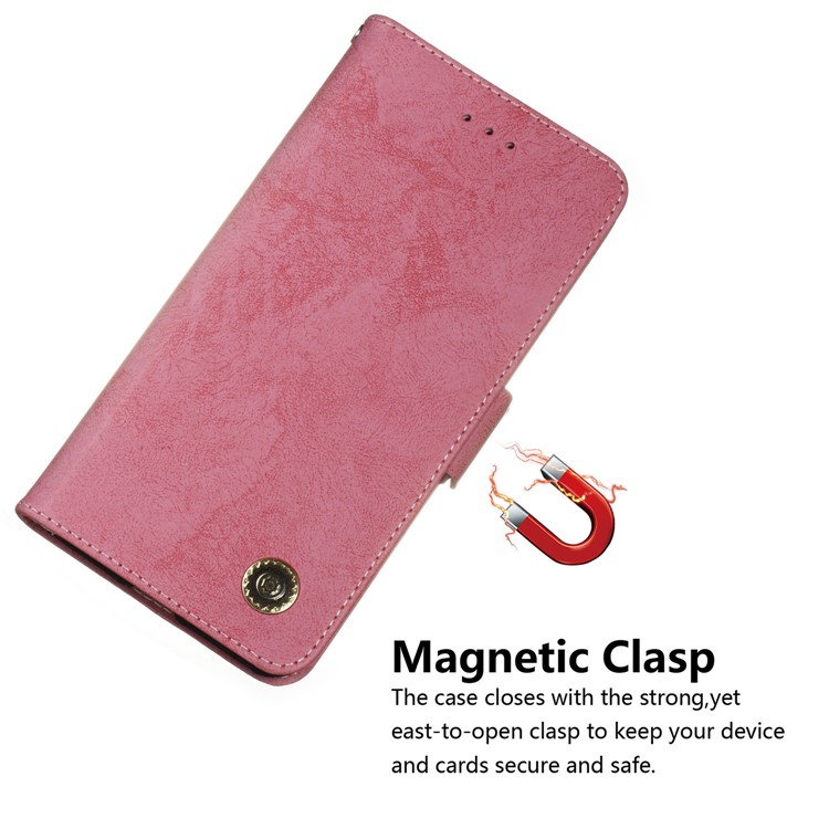 Custodia Portafoglio Portafoglio In Pelle PU Retro Style Per Huawei P30 Pro - Rosa-5