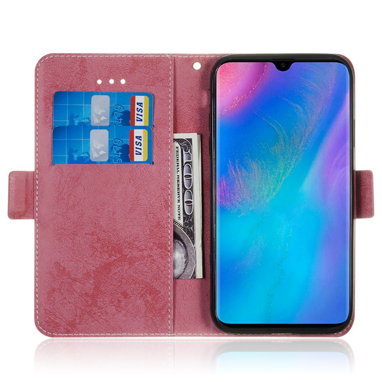 Custodia Portafoglio Portafoglio In Pelle PU Retro Style Per Huawei P30 Pro - Rosa-8