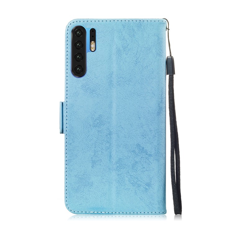 Vintage Style PU Leather Stand Wallet Protective Case for Huawei P30 Pro - Baby Blue-3
