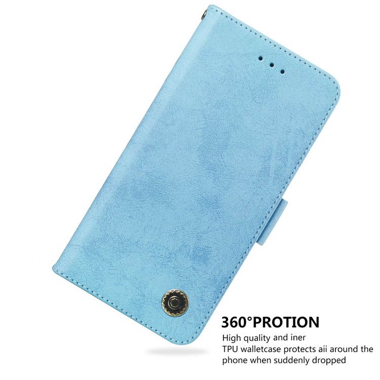 Vintage Style PU Leather Stand Wallet Protective Case for Huawei P30 Pro - Baby Blue-6