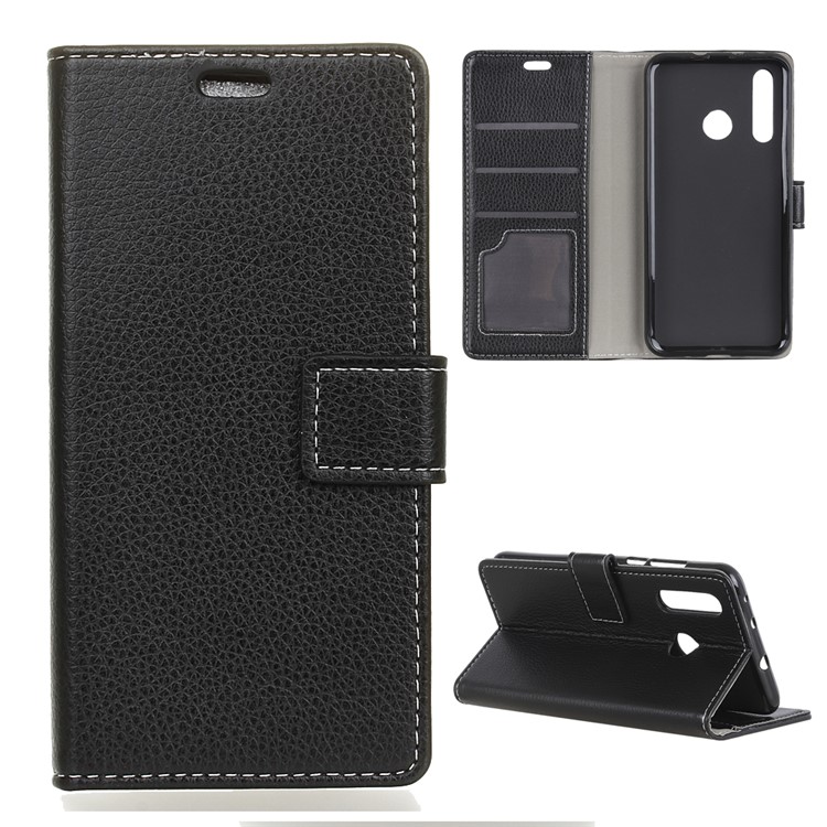 Litchi Texture Wallet Magnetic Stand Leather Case for Huawei P30 Lite - Black-1