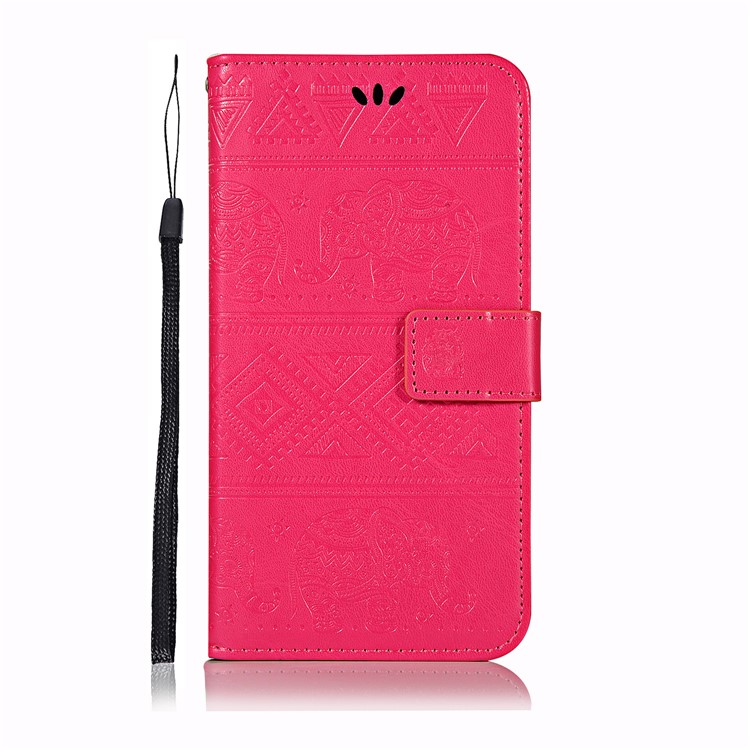 Imprinted Elephant Leather Wallet Case for Huawei Y9 (2019) / Enjoy 9 Plus - Rose-2
