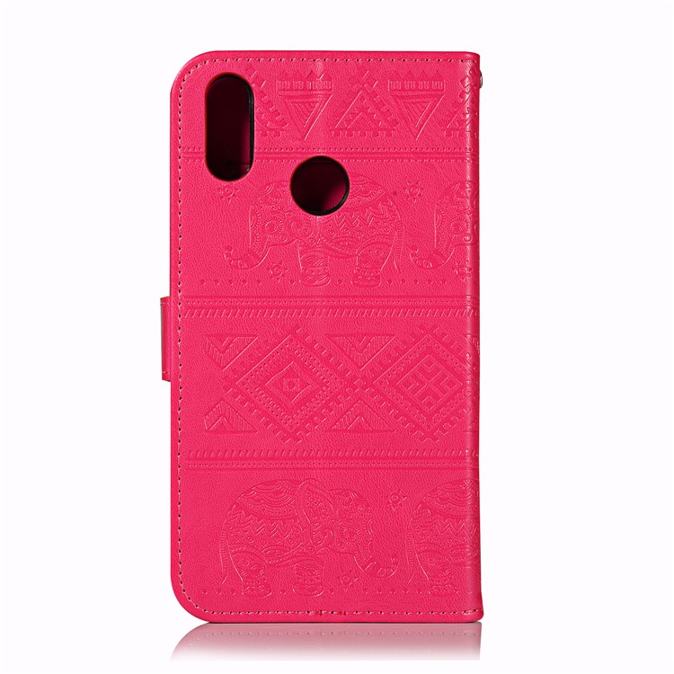 Imprinted Elephant Leather Wallet Case for Huawei Y9 (2019) / Enjoy 9 Plus - Rose-3
