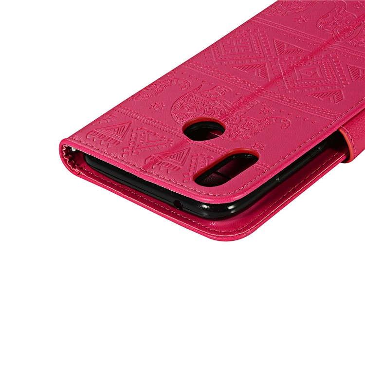 Imprinted Elephant Leather Wallet Case for Huawei Y9 (2019) / Enjoy 9 Plus - Rose-6