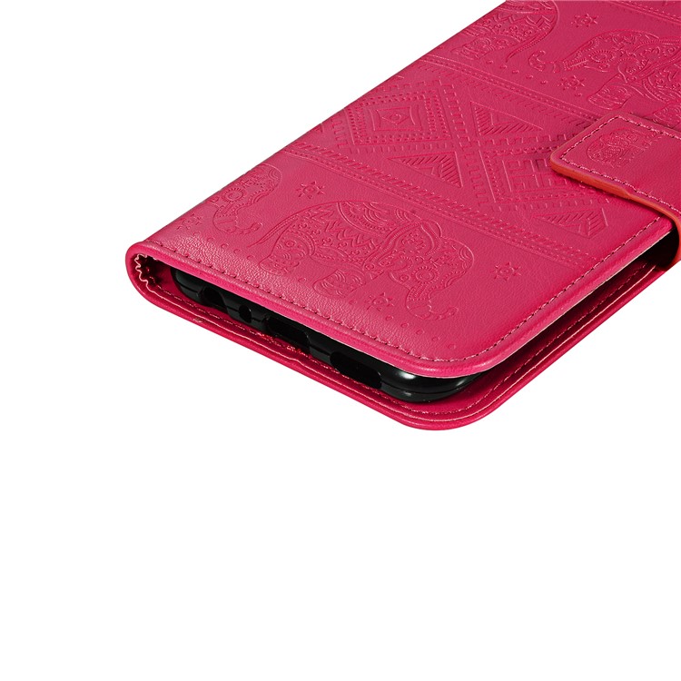 Imprinted Elephant Leather Wallet Case for Huawei Y9 (2019) / Enjoy 9 Plus - Rose-7