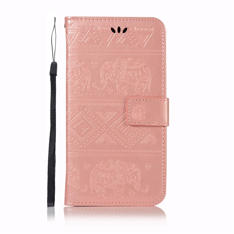 Imprinted Elephant Leather Protector Cover for Huawei Y9 (2019) / Enjoy 9 Plus - Rose Gold-2