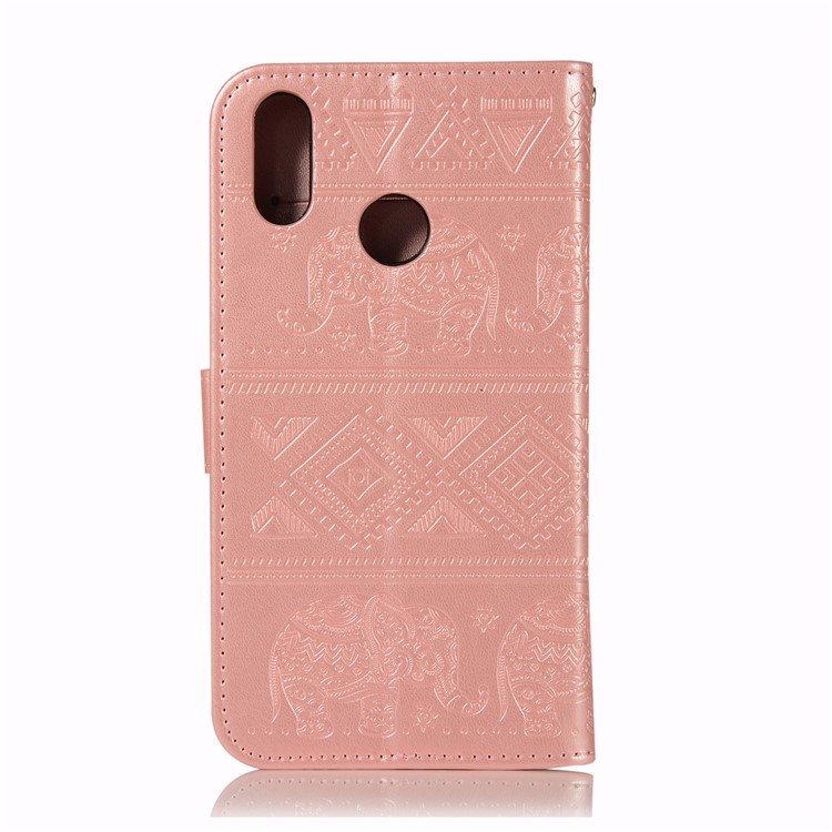 Imprinted Elephant Leather Protector Cover for Huawei Y9 (2019) / Enjoy 9 Plus - Rose Gold-3