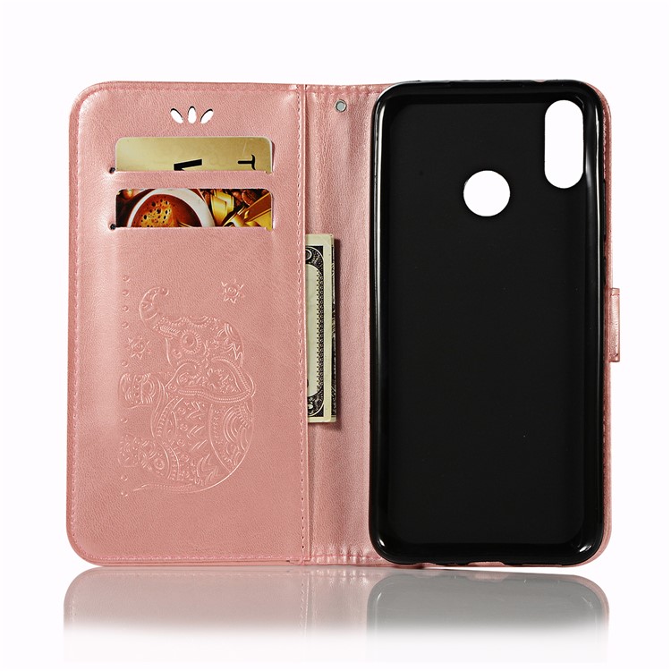 Imprinted Elephant Leather Protector Cover for Huawei Y9 (2019) / Enjoy 9 Plus - Rose Gold-4