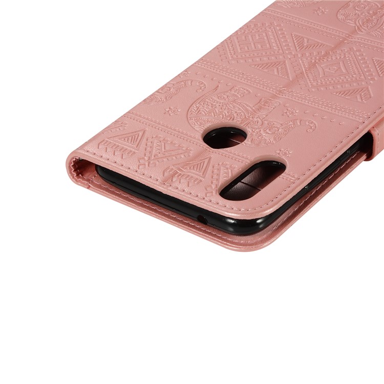Imprinted Elephant Leather Protector Cover for Huawei Y9 (2019) / Enjoy 9 Plus - Rose Gold-6