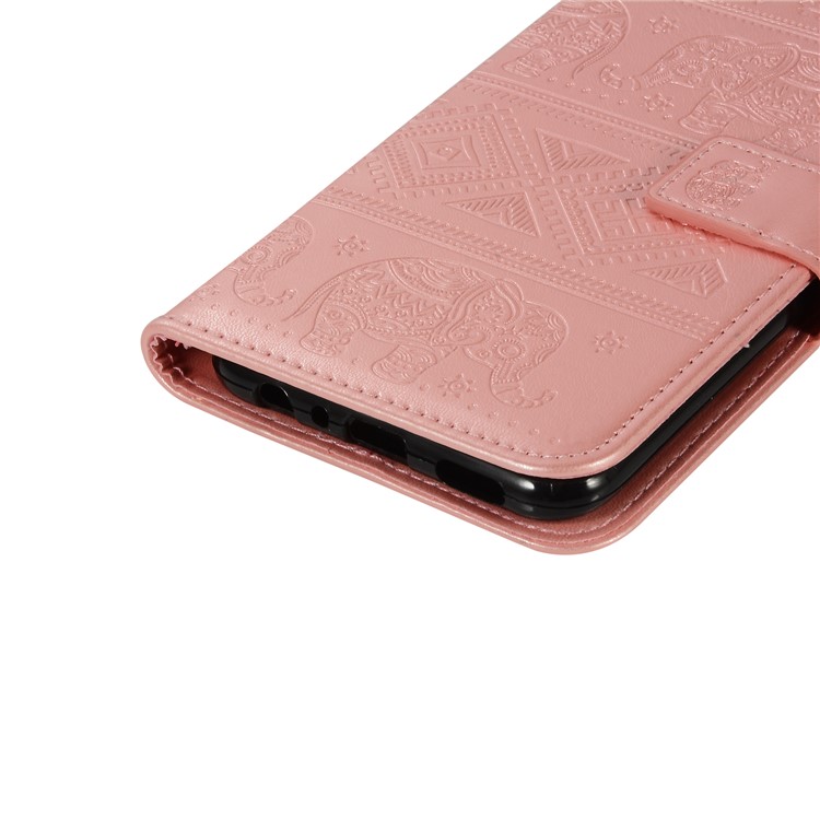 Imprinted Elephant Leather Protector Cover for Huawei Y9 (2019) / Enjoy 9 Plus - Rose Gold-7