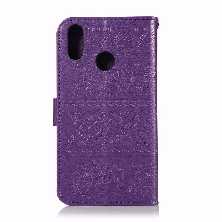 Imprinted Elephant Leather Mobile Casing for Huawei Y9 (2019) / Enjoy 9 Plus - Purple-3