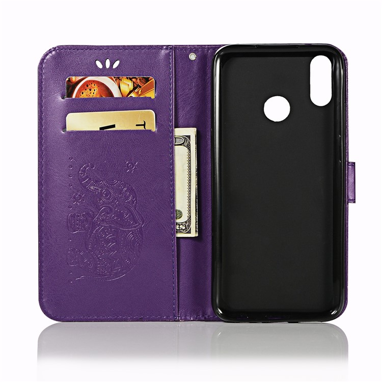 Imprinted Elephant Leather Mobile Casing for Huawei Y9 (2019) / Enjoy 9 Plus - Purple-4
