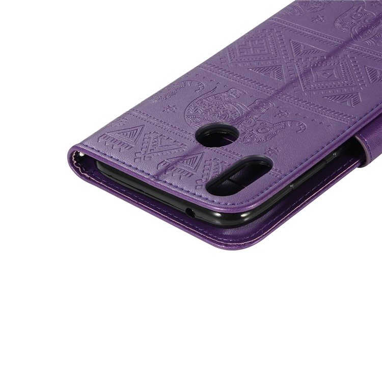 Imprinted Elephant Leather Mobile Casing for Huawei Y9 (2019) / Enjoy 9 Plus - Purple-6