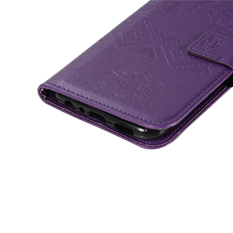 Imprinted Elephant Leather Mobile Casing for Huawei Y9 (2019) / Enjoy 9 Plus - Purple-7