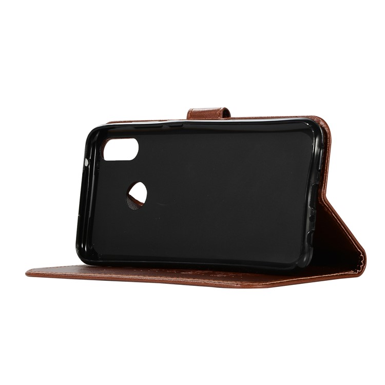 Imprinted Elephant Leather Cover with Strap for Huawei Y9 (2019) / Enjoy 9 Plus - Brown-7
