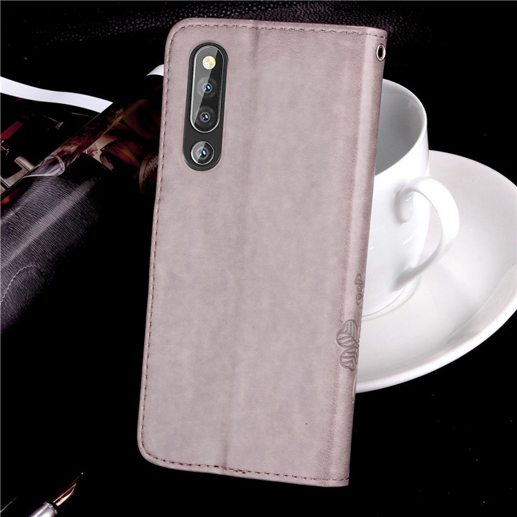 Imprint Clover Pattern Leather Wallet Cover for Huawei P30 - Grey-10