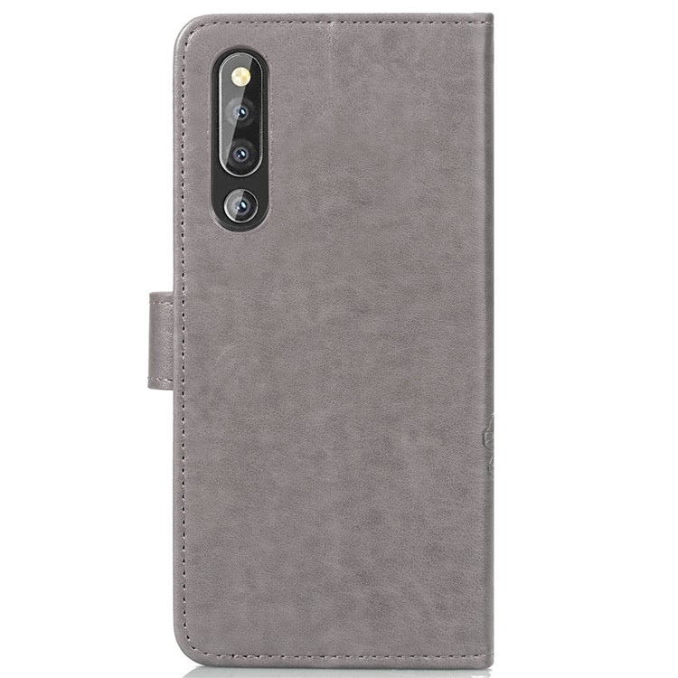 Imprint Clover Pattern Leather Wallet Cover for Huawei P30 - Grey-3