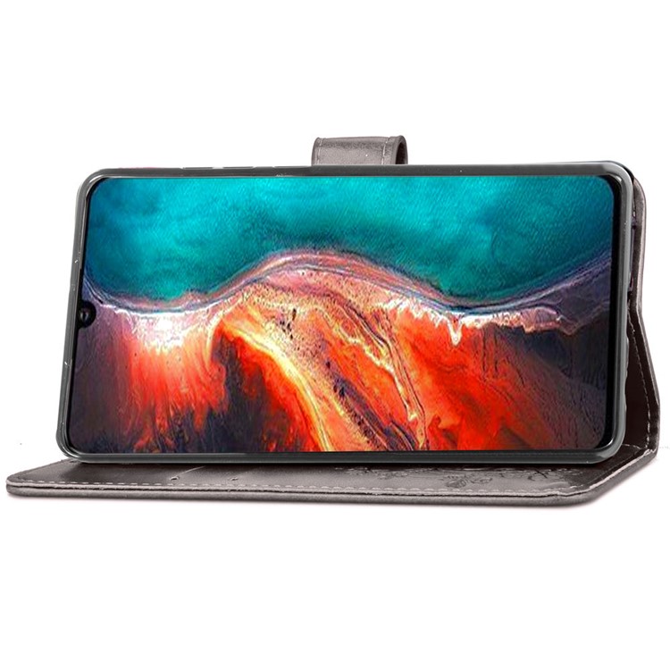 Imprint Clover Pattern Leather Wallet Cover for Huawei P30 - Grey-5