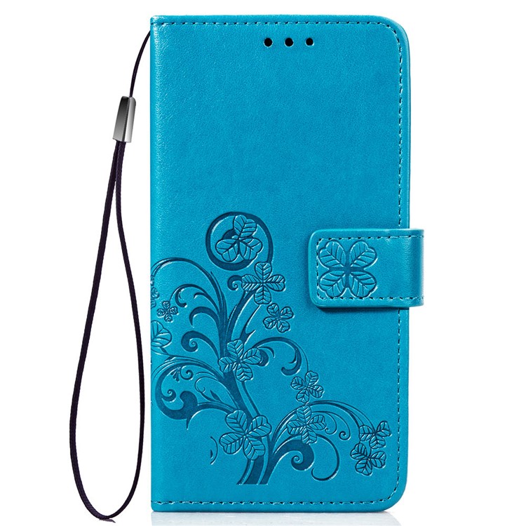 Imprint Clover Pattern Leather Wallet Phone Case for Huawei P30 - Blue-2