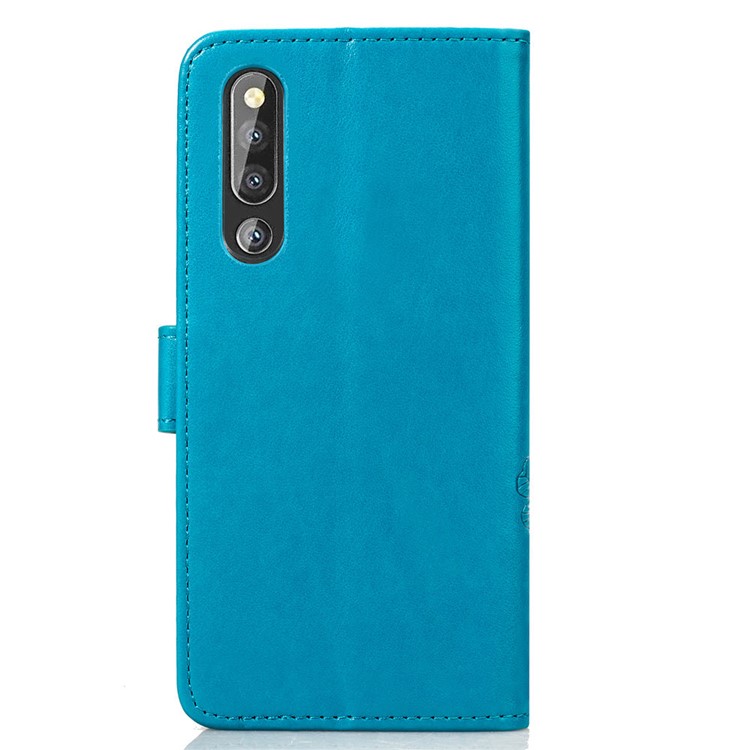 Imprint Clover Pattern Leather Wallet Phone Case for Huawei P30 - Blue-3