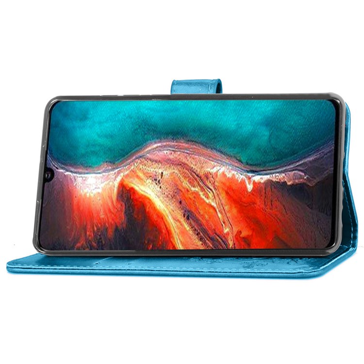 Imprint Clover Pattern Leather Wallet Phone Case for Huawei P30 - Blue-5