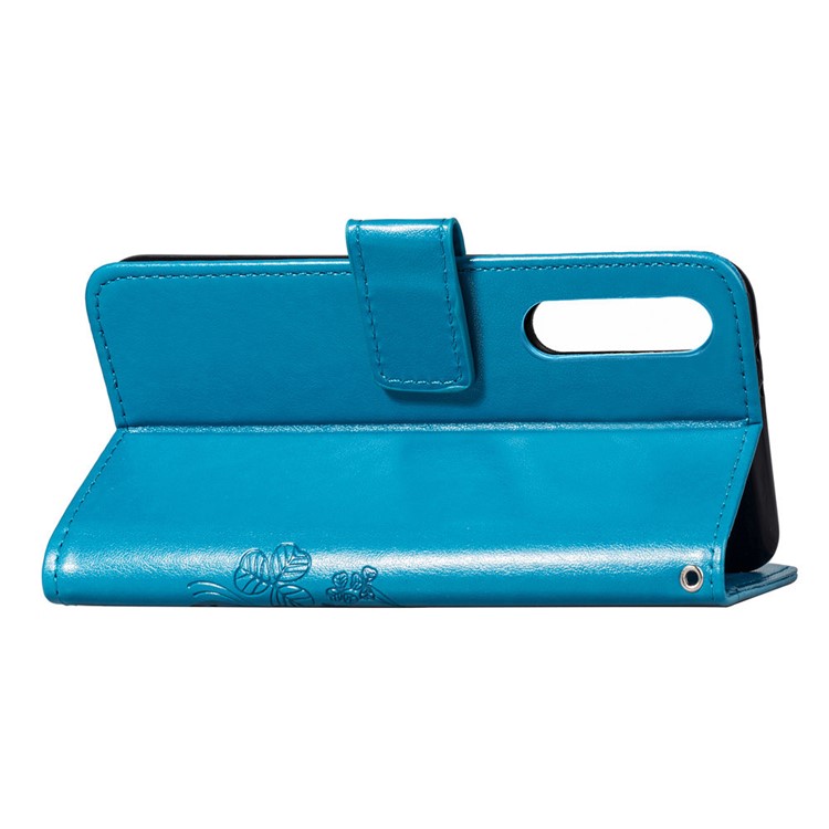 Imprint Clover Pattern Leather Wallet Phone Case for Huawei P30 - Blue-6