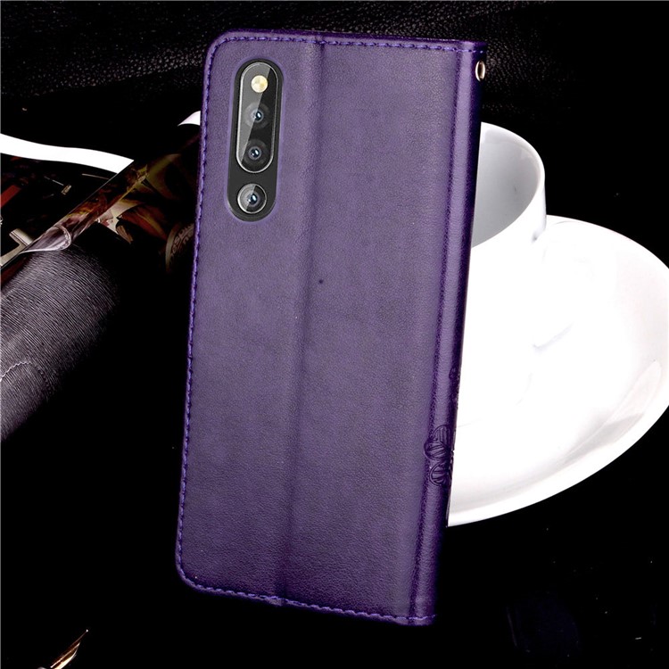 Imprint Clover Pattern Stand Leather Wallet Case for Huawei P30 - Purple-10