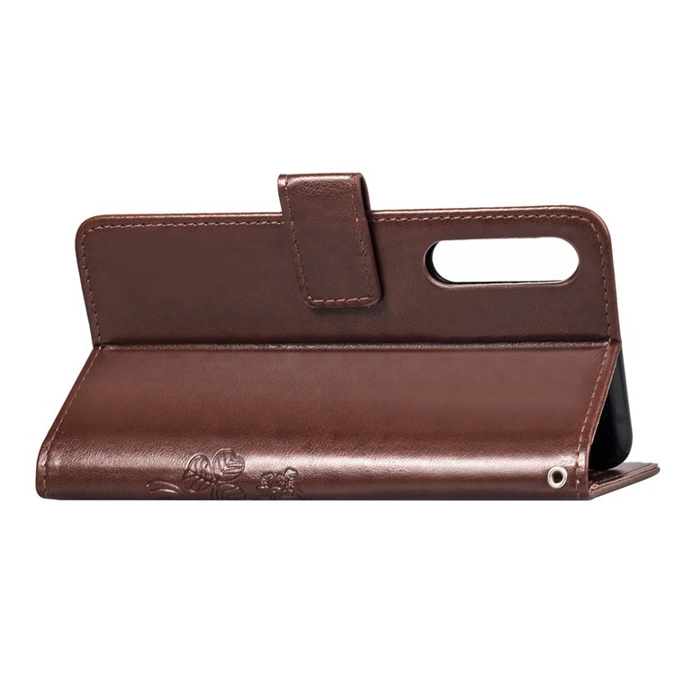 Imprint Clover Pattern Magnetic Leather Wallet Case for Huawei P30 - Brown-6