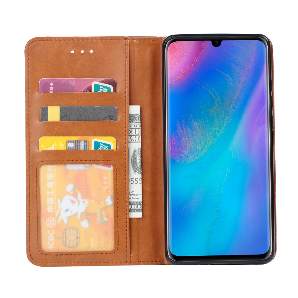 PU Leather Auto-absorbed Stand Wallet Protective Casing for Huawei P30 Pro - Brown-4
