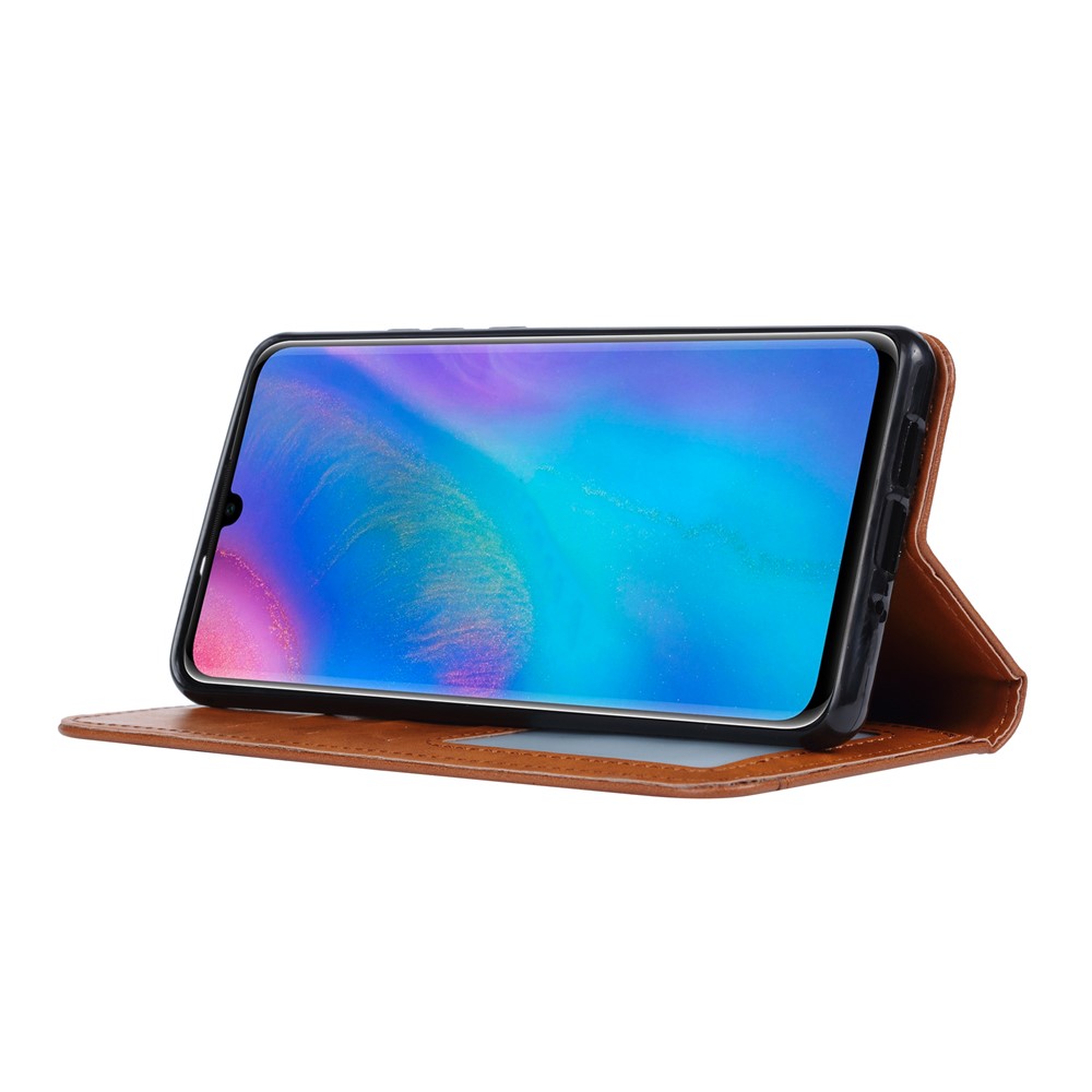 PU Leather Auto-absorbed Stand Wallet Protective Casing for Huawei P30 Pro - Brown-5