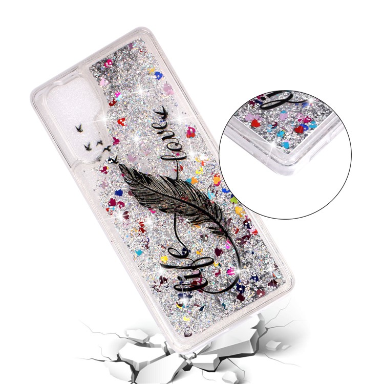 Phone Case for Huawei P30 Pro Dynamic Glitter Powder Sequins Patterned TPU Case - Quill Pen-4