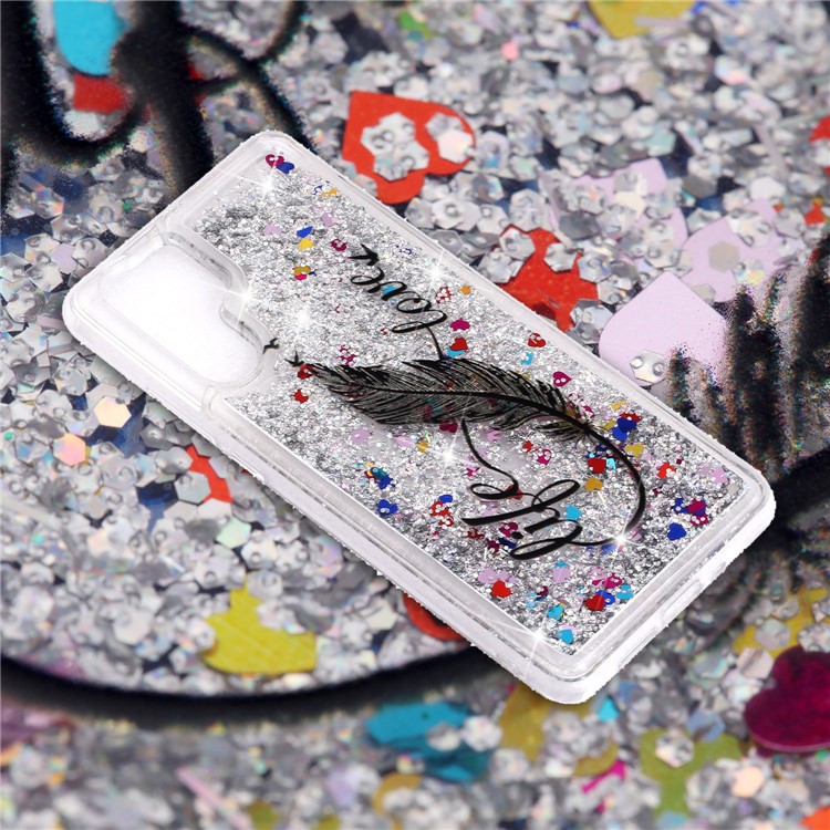 Phone Case for Huawei P30 Pro Dynamic Glitter Powder Sequins Patterned TPU Case - Quill Pen-5
