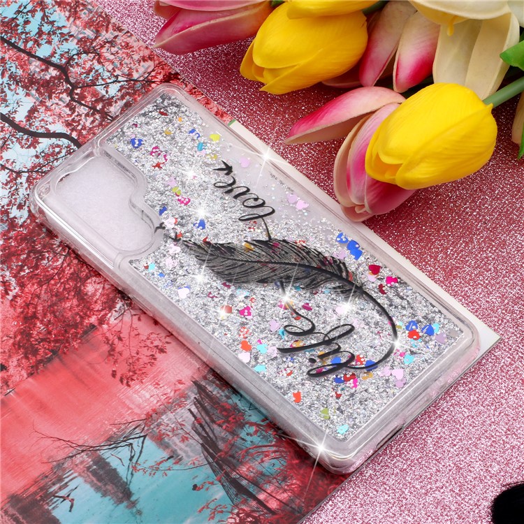 Phone Case for Huawei P30 Pro Dynamic Glitter Powder Sequins Patterned TPU Case - Quill Pen-6