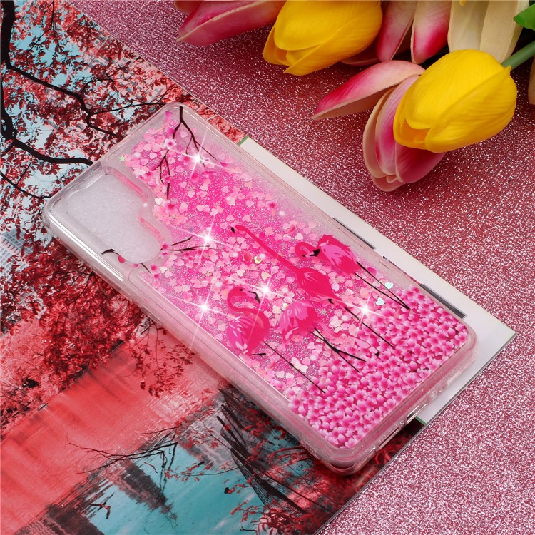 Phone Shell for Huawei P30 Pro Dynamic Glitter Powder Sequins Patterned TPU Case - Flamingos-6