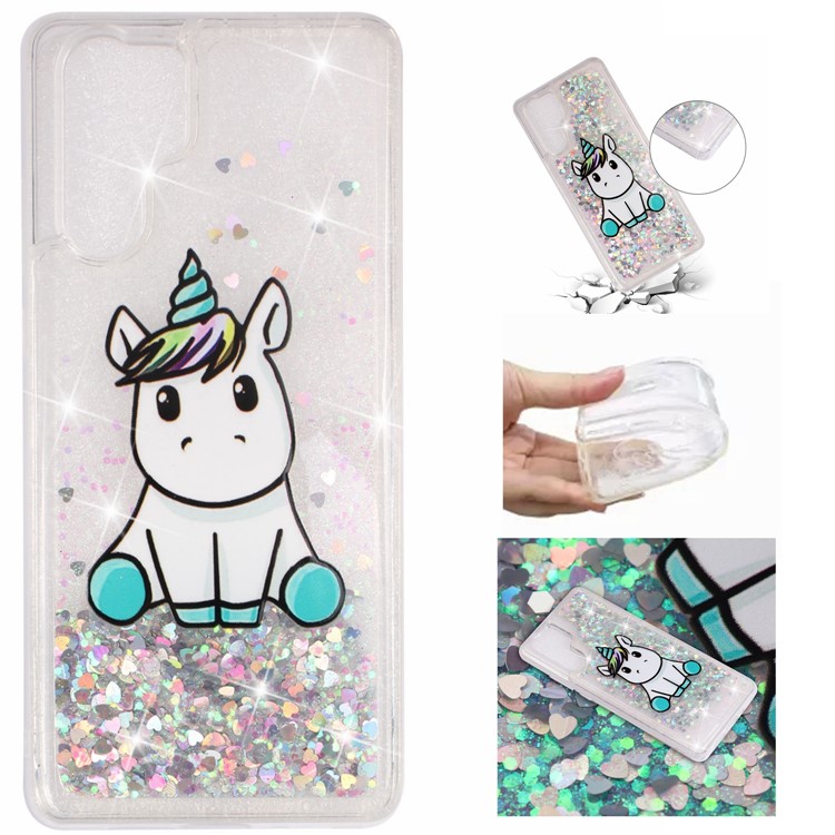 Cell Phone Case for Huawei P30 Pro Dynamic Glitter Powder Sequins Patterned TPU Case - Unicorn-1