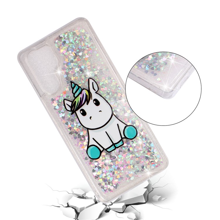 Cell Phone Case for Huawei P30 Pro Dynamic Glitter Powder Sequins Patterned TPU Case - Unicorn-3